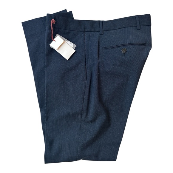 Club Monaco Slim Fit Navy Stripe Trouser - Picture 1 of 6
